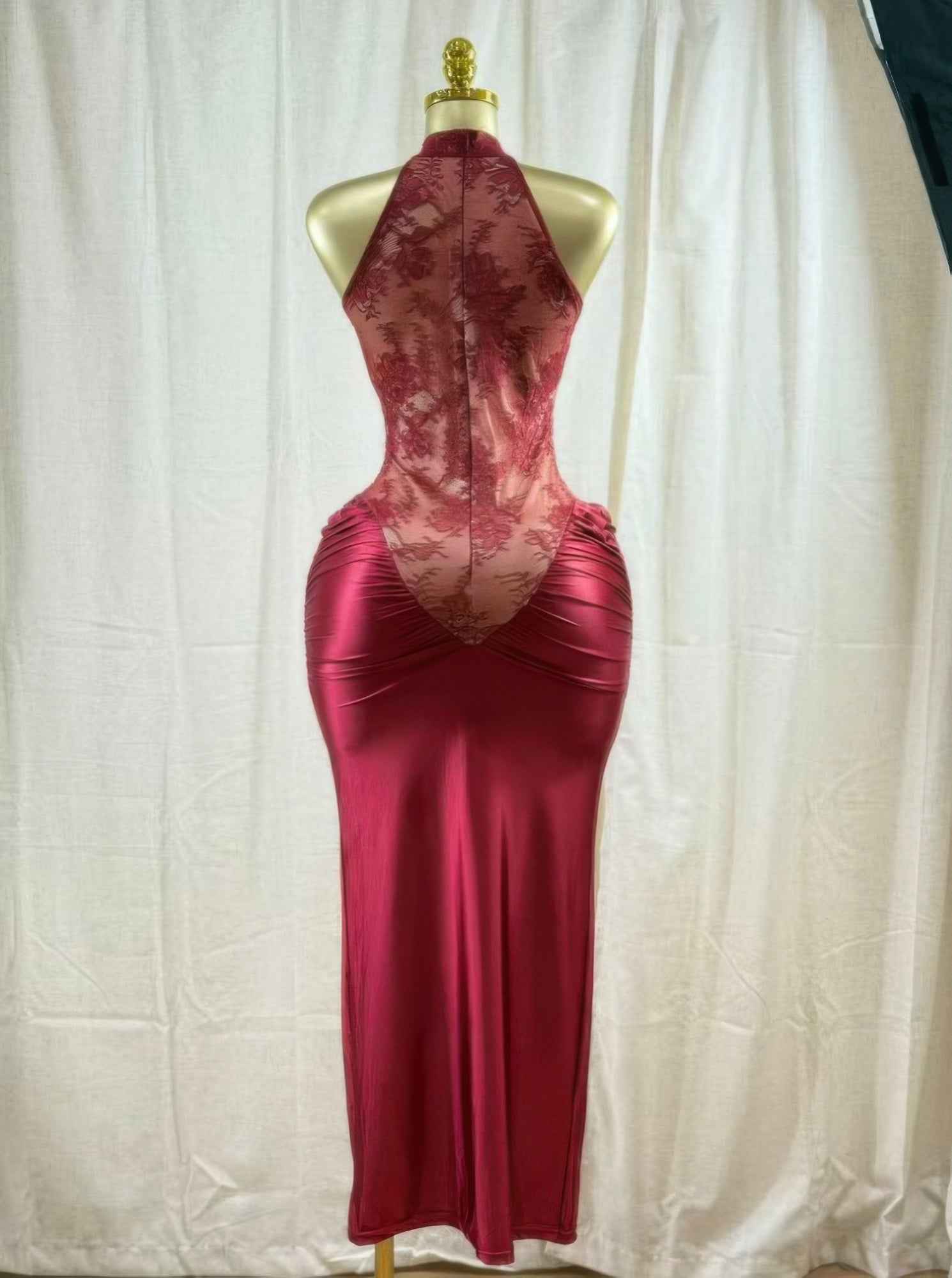 Crimson Lace Hourglass Dress