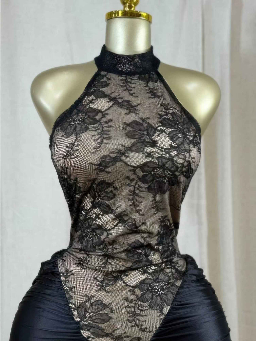 Crimson Lace Hourglass Dress