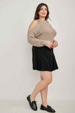 Plus Size Cold-shoulder Knit Sweater