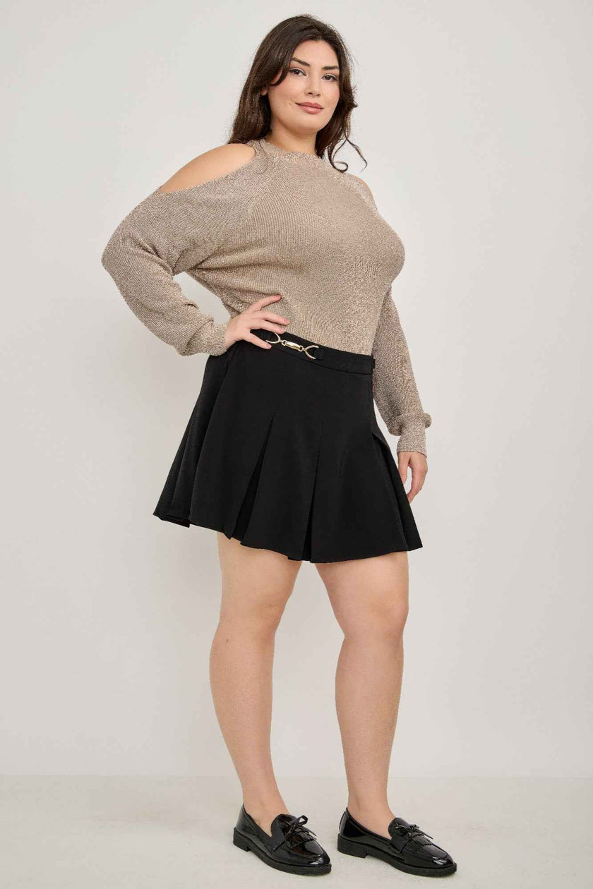Plus Size Cold-shoulder Knit Sweater
