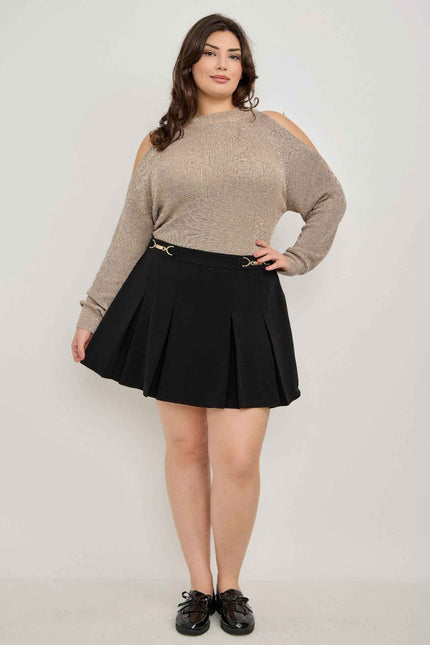 Plus Size Cold-shoulder Knit Sweater