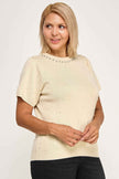Plus Size Pearl & Rhinestone Knit Sweater Top