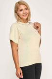 Plus Size Pearl & Rhinestone Knit Sweater Top