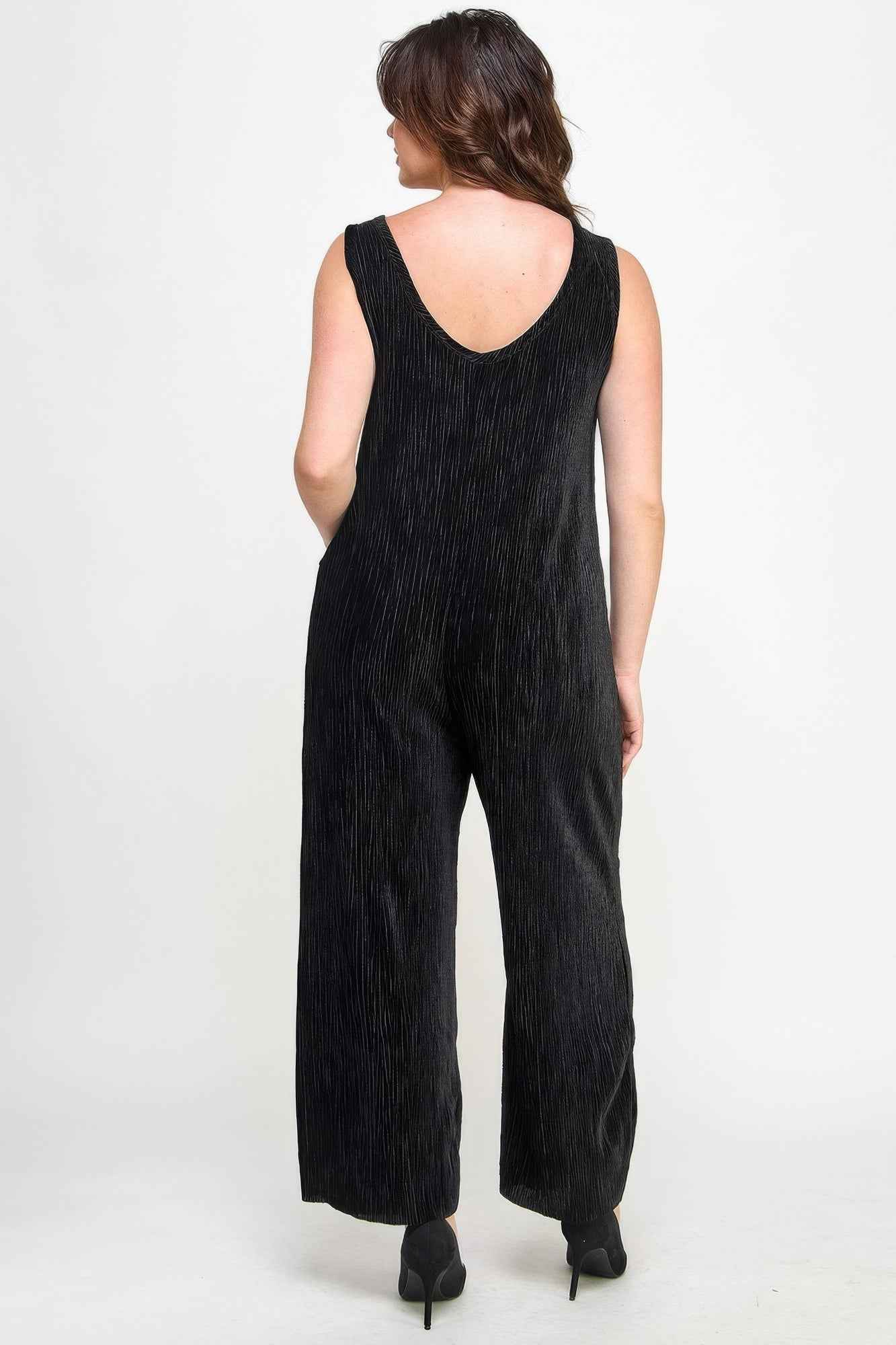 Velvet Plisse Overall Jumpsuit