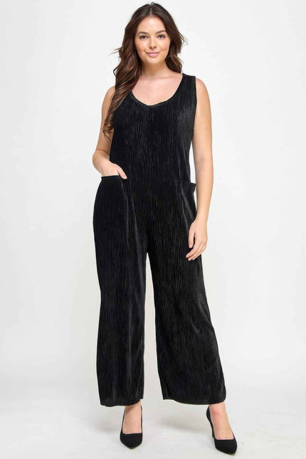 Velvet Plisse Overall Jumpsuit
