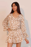 Simple Leopard Dress With Ruffle Cuff