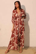 Lucca Leaf Kimono Maxi Dress