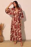 Lucca Leaf Kimono Maxi Dress