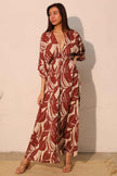 Lucca Leaf Kimono Maxi Dress