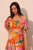 Isla Tropical Satin Bubble Sleeve Crop Top