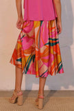 Isla Tropical Satin Midi Swing Skirt