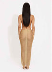 Metallic Cut Open Back Maxi Dress