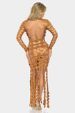 Metallic Sexy Cut Out Maxi Dress