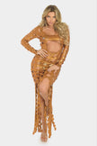 Metallic Sexy Cut Out Maxi Dress