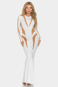 Mesh Cut Out Detail Maxi Dress