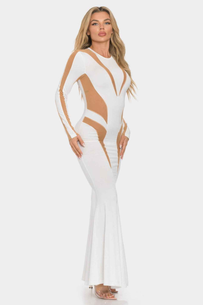 Mesh Cut Out Detail Maxi Dress