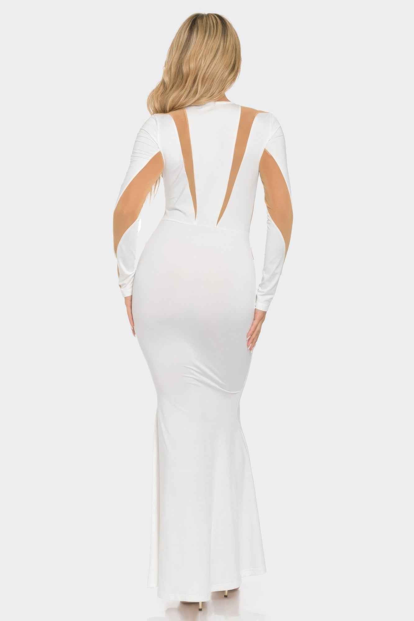 Mesh Cut Out Detail Maxi Dress
