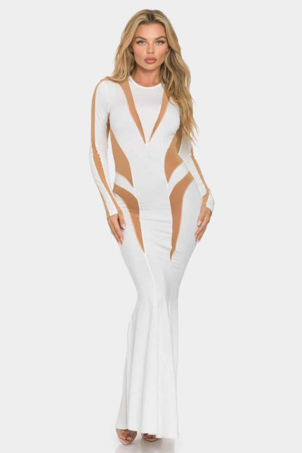 Mesh Cut Out Detail Maxi Dress