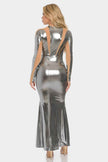 Mesh Cut Out Detail Maxi Dress