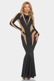 Mesh Cut Out Detail Maxi Dress