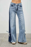 Mid Rise Contrast Wide Leg With Tie