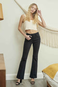 Mid Rise Black Skinny Boot Cut With Super Stretch