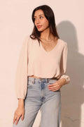 Textured Solid Long Sleeve Crop Top