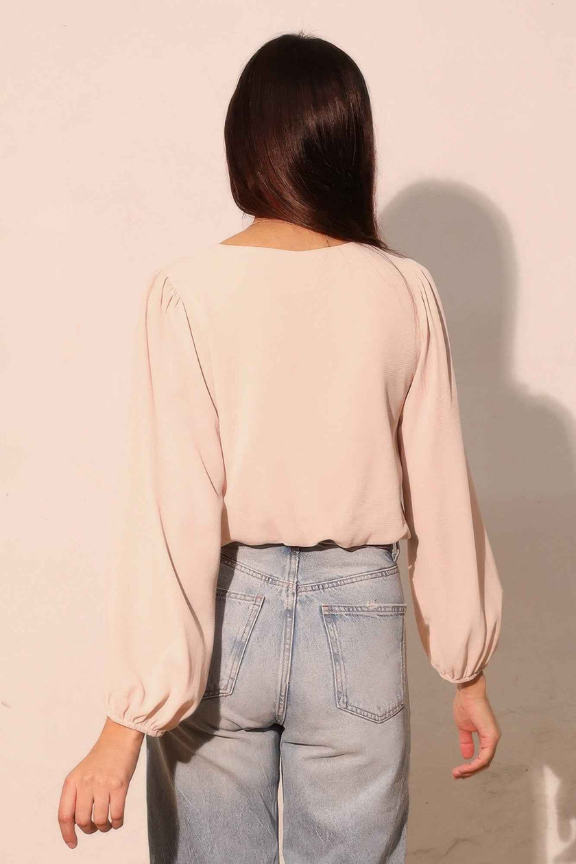 Textured Solid Long Sleeve Crop Top