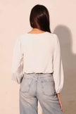 Textured Solid Long Sleeve Crop Top