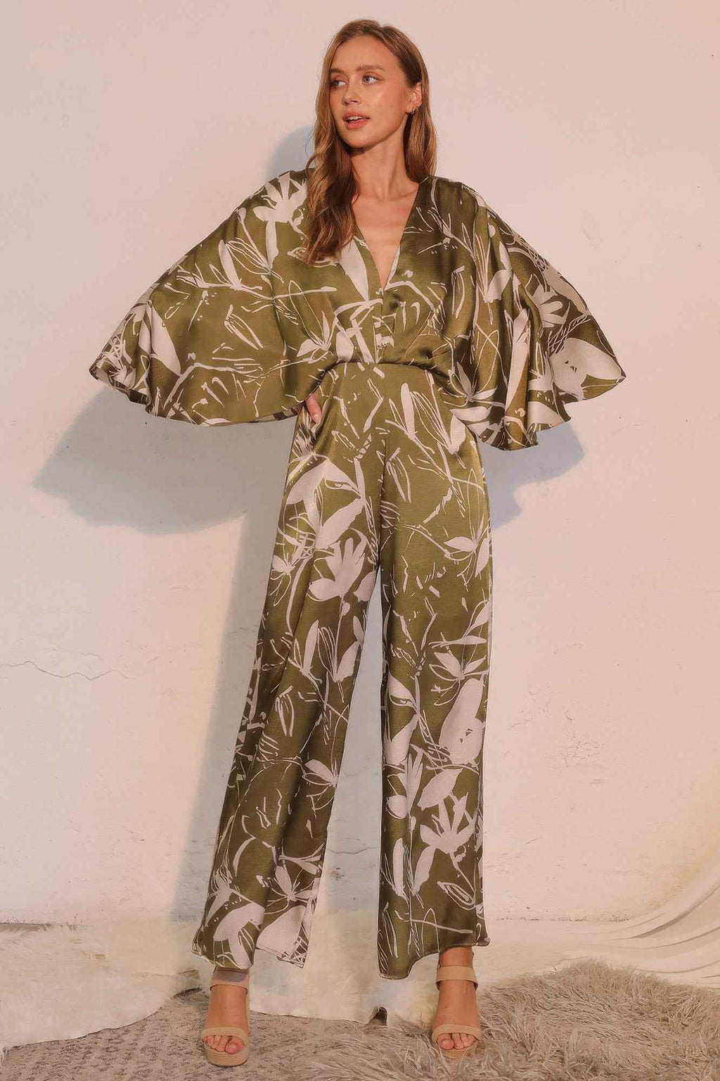 Dreaming Lily Satin Cape Jumpsuit