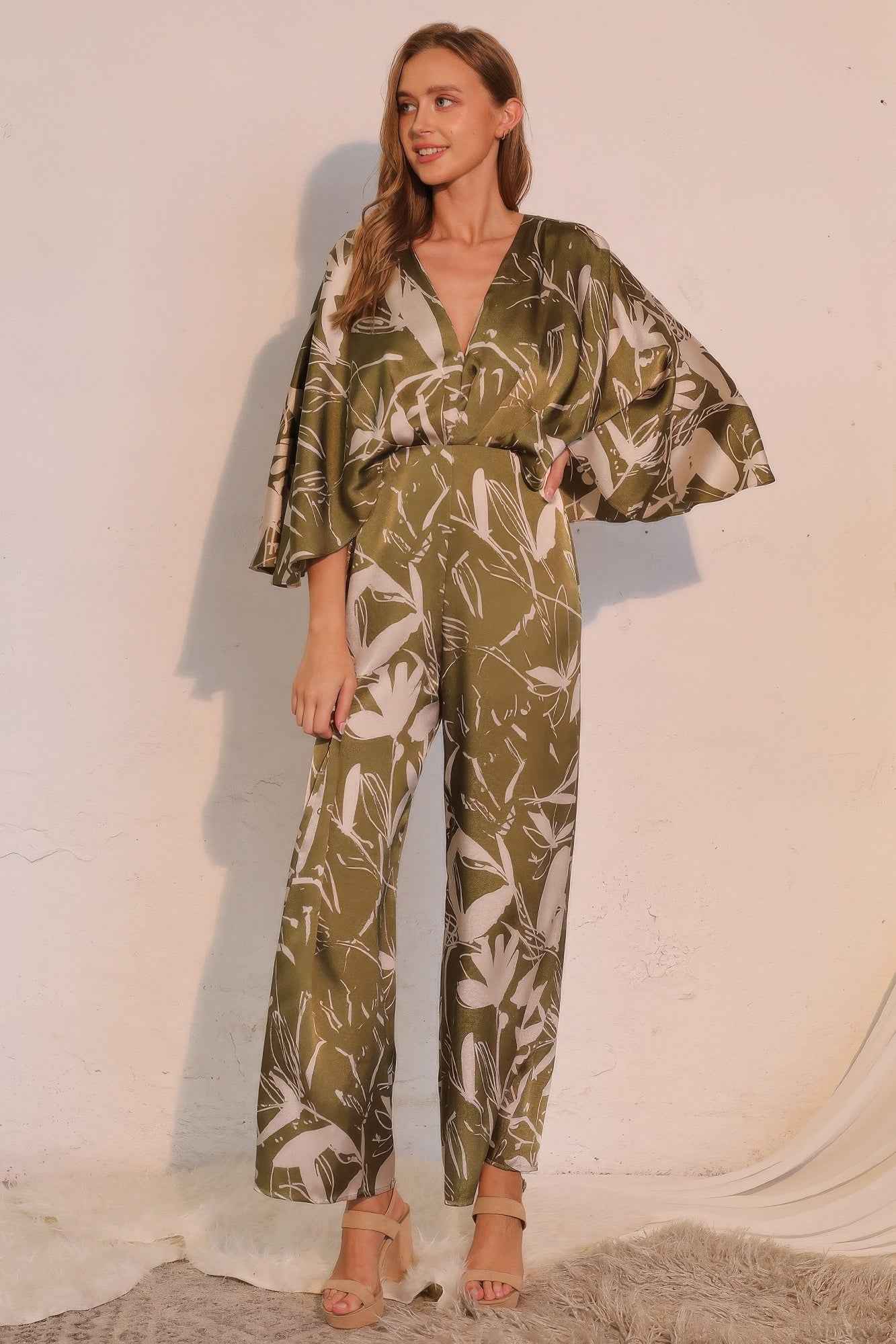 Dreaming Lily Satin Cape Jumpsuit