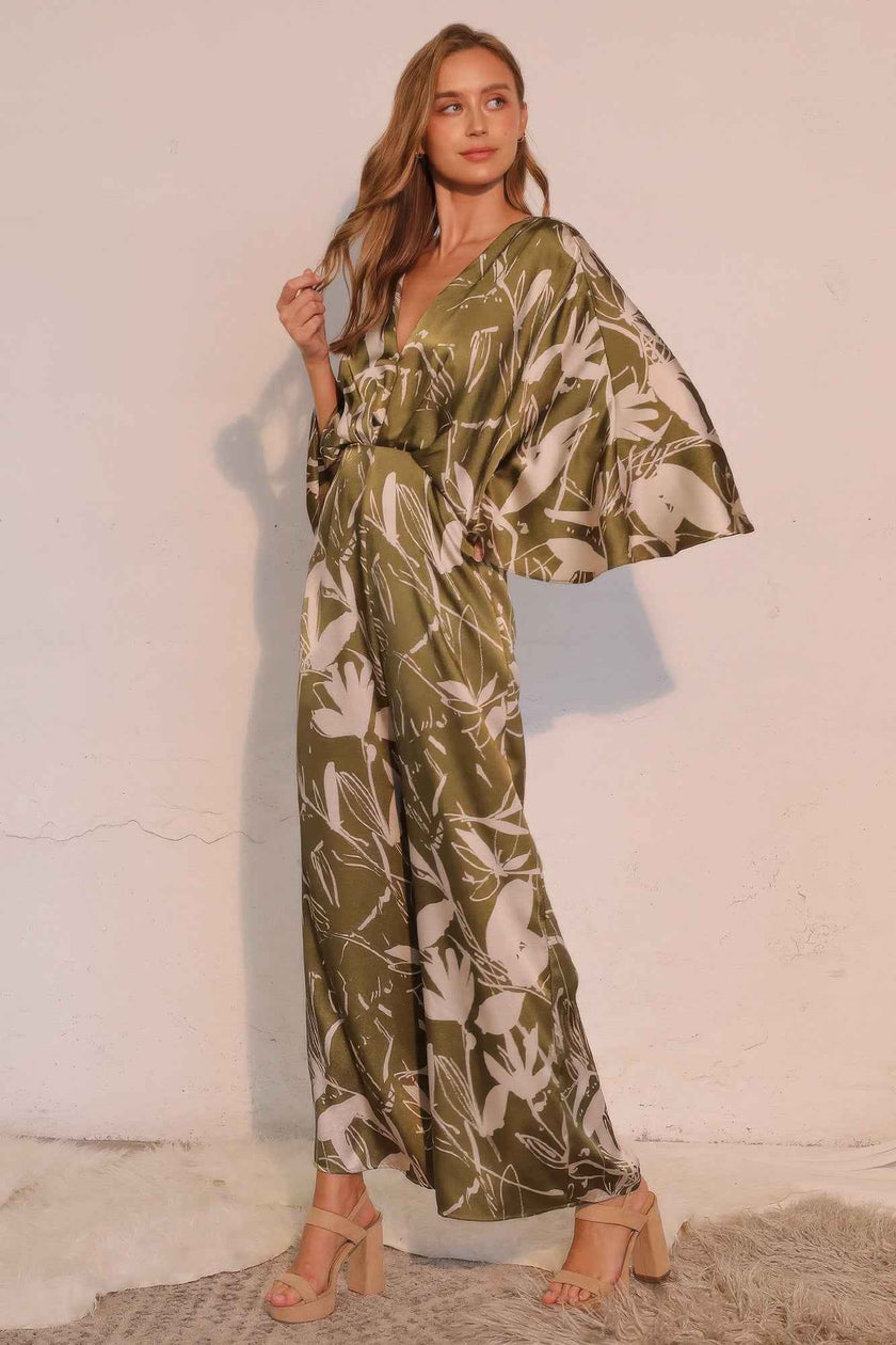 Dreaming Lily Satin Cape Jumpsuit