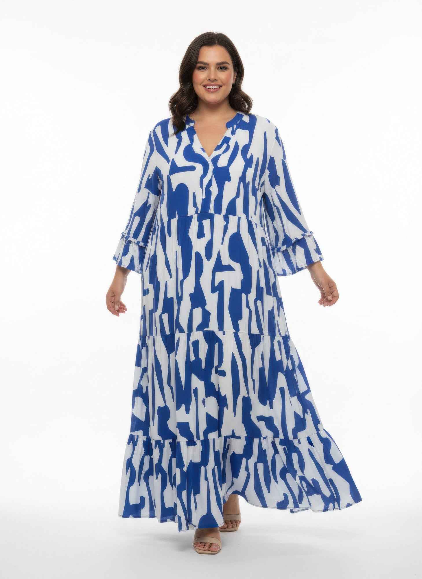 Mlle Gabrielle Plus Size Printed Dress