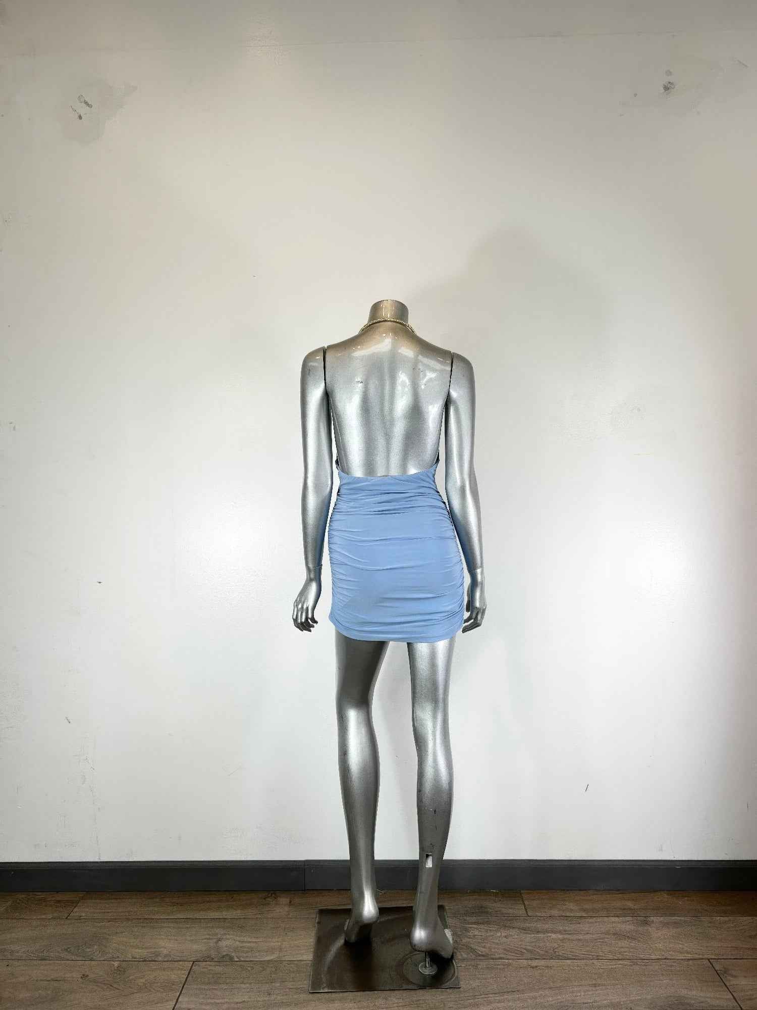 Mini Dress,draped Cowl Neck,necklace