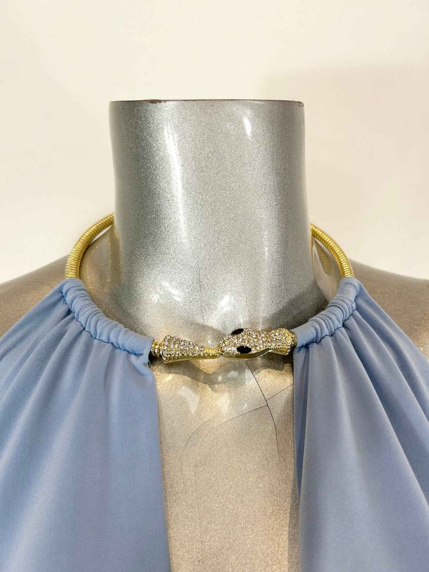 Mini Dress,draped Cowl Neck,necklace