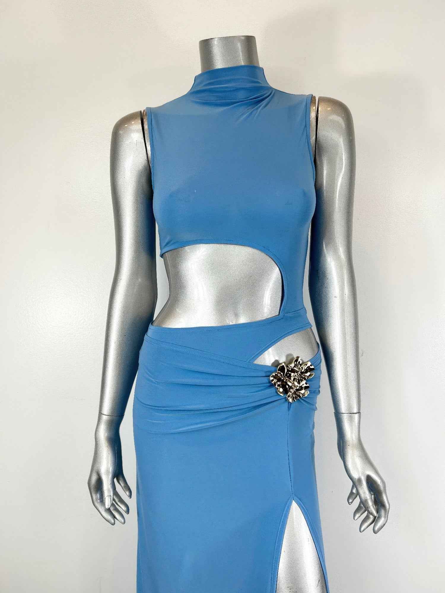 Sleeveless, High-neck Top Skirt Set