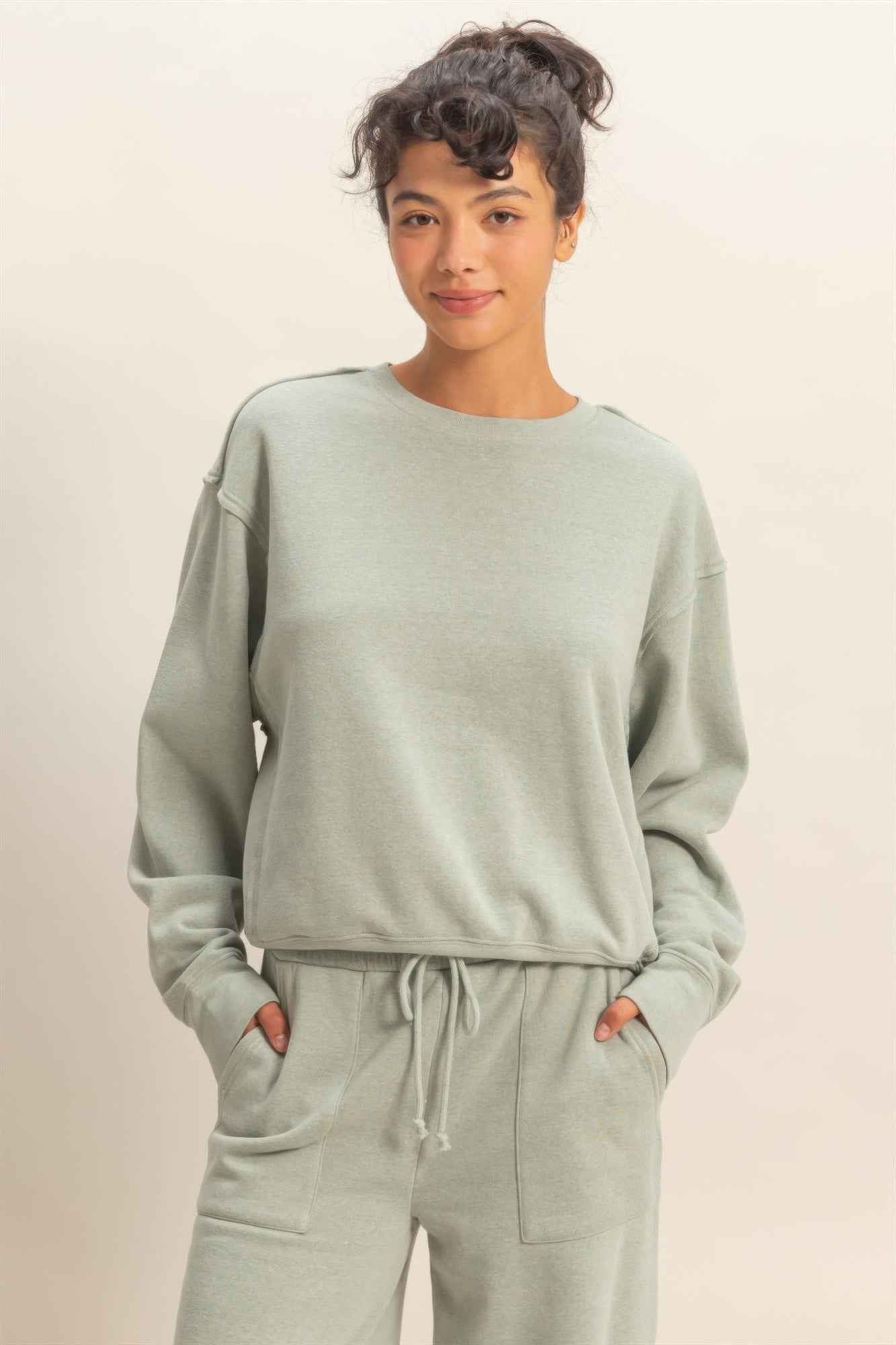 Raw Edge Detail Burnout Sweatshirt