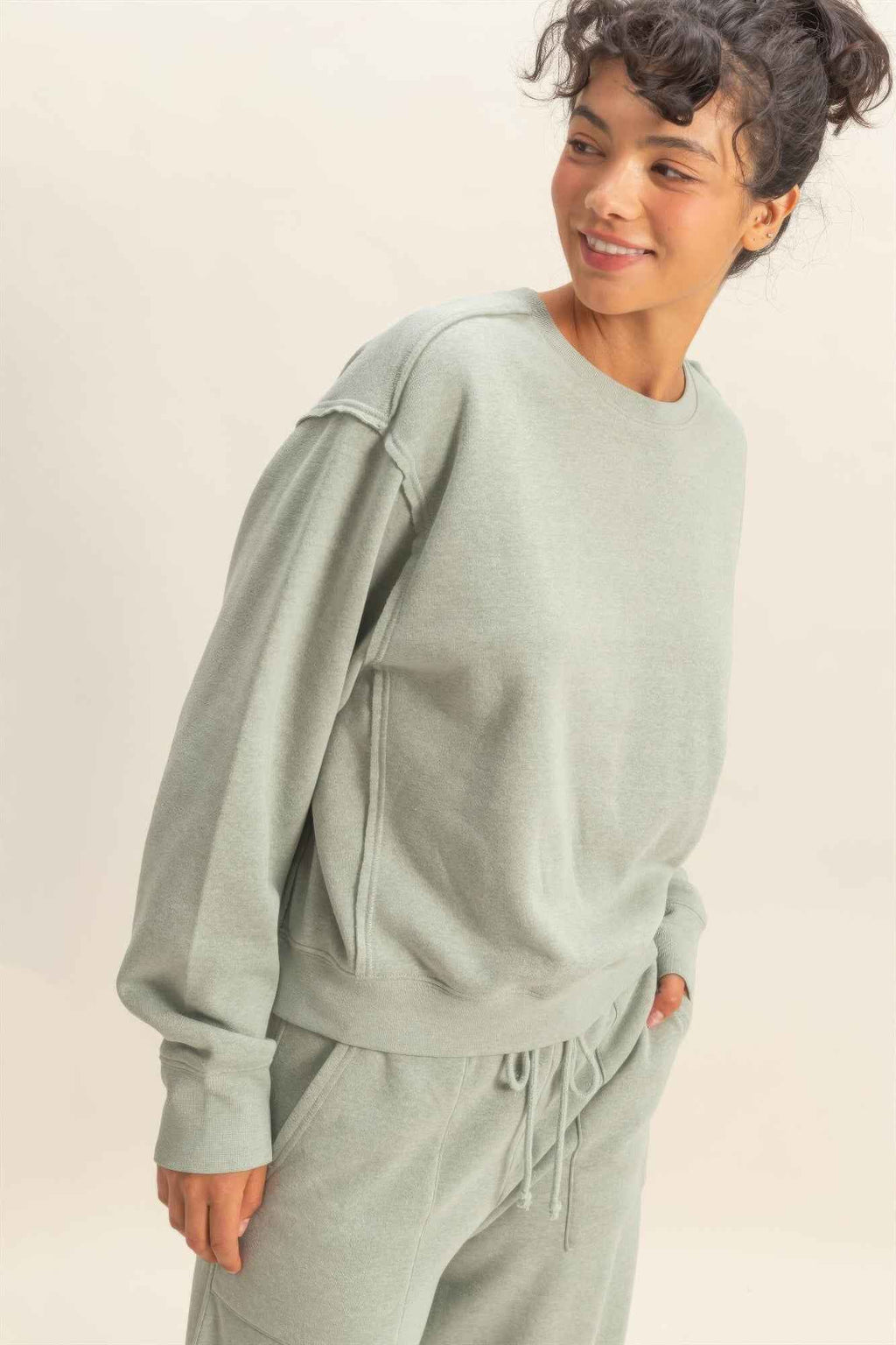 Raw Edge Detail Burnout Sweatshirt