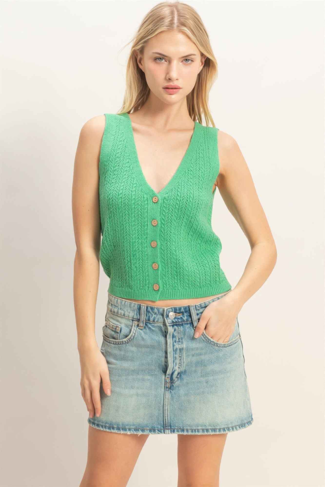 V-neck Knit Tank Top