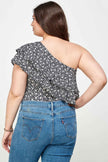 Plus Size Ditsy Floral One Shoulder Bodysuit