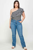 Plus Size Ditsy Floral One Shoulder Bodysuit
