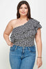 Plus Size Ditsy Floral One Shoulder Bodysuit