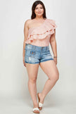 Plus Size Ditsy Floral One Shoulder Bodysuit