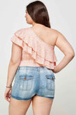 Plus Size Ditsy Floral One Shoulder Bodysuit
