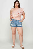 Plus Size Ditsy Floral One Shoulder Bodysuit