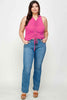 Plus Size Ribbed Sleeveless Ruched Tank Top