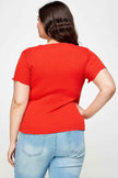 Plus Size Textured Wrap Top With Tie Neck