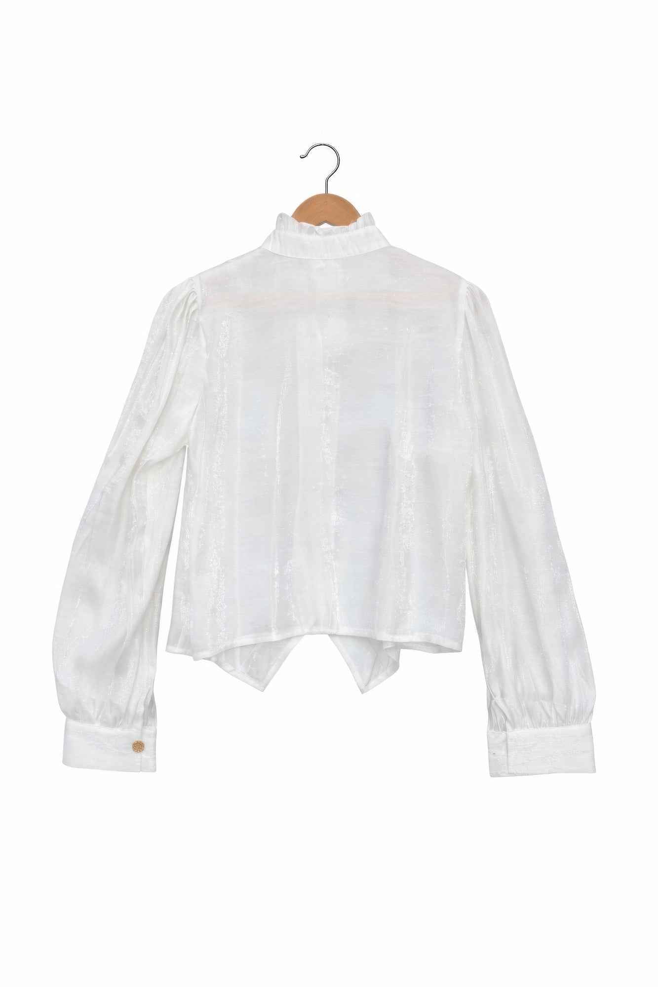 Elegant Satin-finish Victorian Button-up Top
