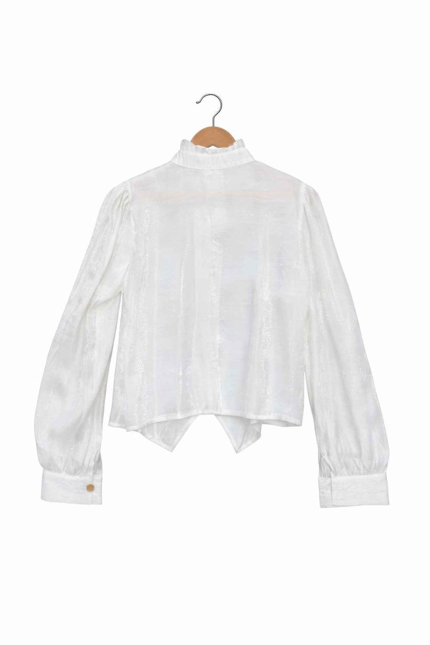 Elegant Satin-finish Victorian Button-up Top