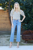 Mid Rise Crop Slim Bootcut With Stretch